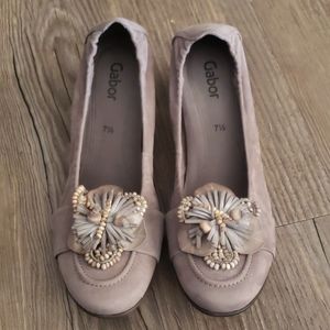 Gabor gray beaded leather slip ons size 9½,10